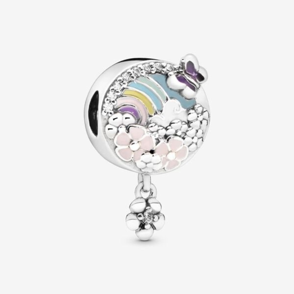 Pandora Rainbow and Flower Dangle Charm